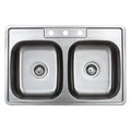 Wells Sinkware 33 in 20 Gauge Dropin 3Hole 5050 Double Bowl ADA Compliant Stainless Steel Kitchen Sink SST332255ADA